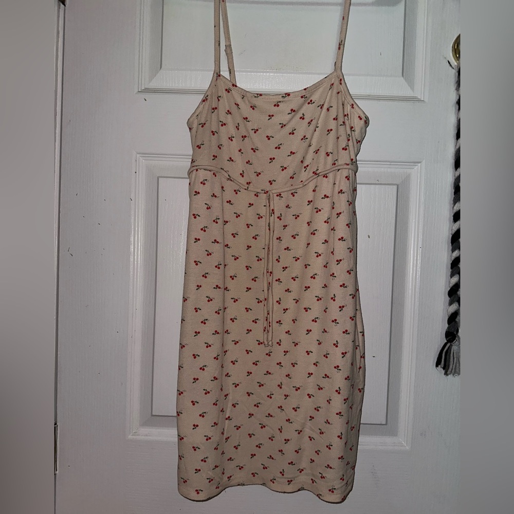 Urban Outfitters tan cherry dress 🍒